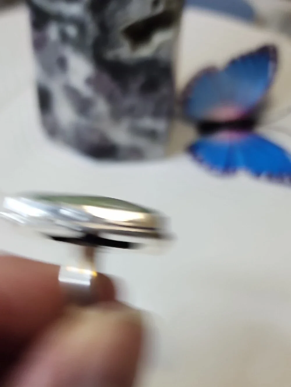 Handcrafted Green Fossil Coral Statement Ring